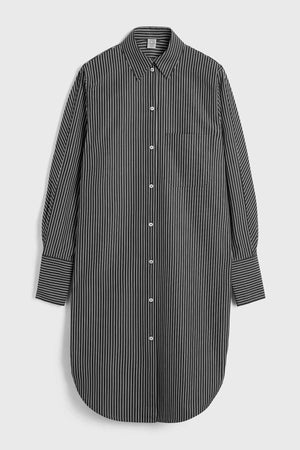 Striped Kimono-Sleeve Shirtdress