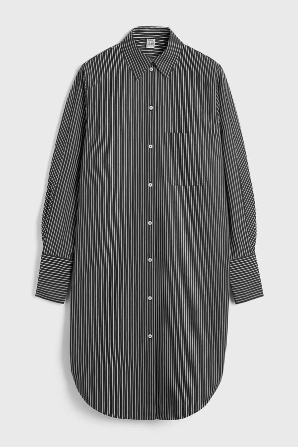 Striped Kimono-Sleeve Shirtdress