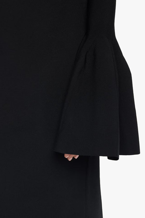 Compact Knit Bell Sleeve Midi Dress