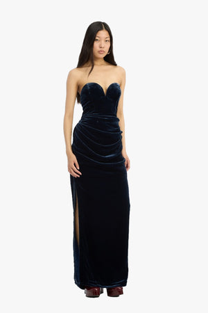 Silk Velvet Slit Dress