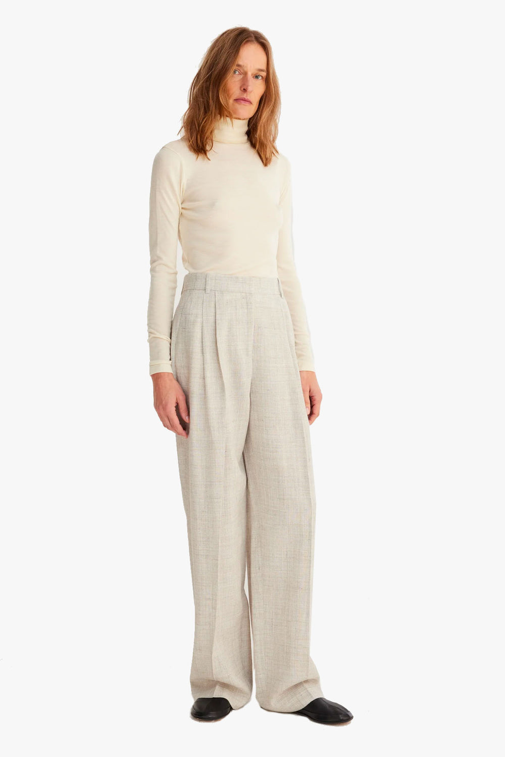 Wide Leg Pleated Trousers