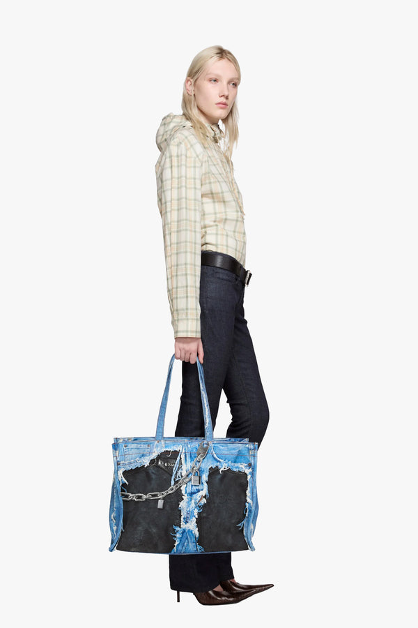 Denim Print Tote