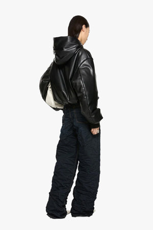 Hooded Faux Leather Jacket