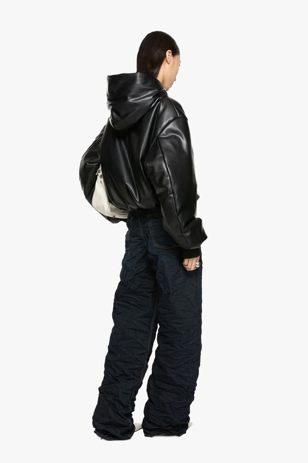 Hooded Faux Leather Jacket