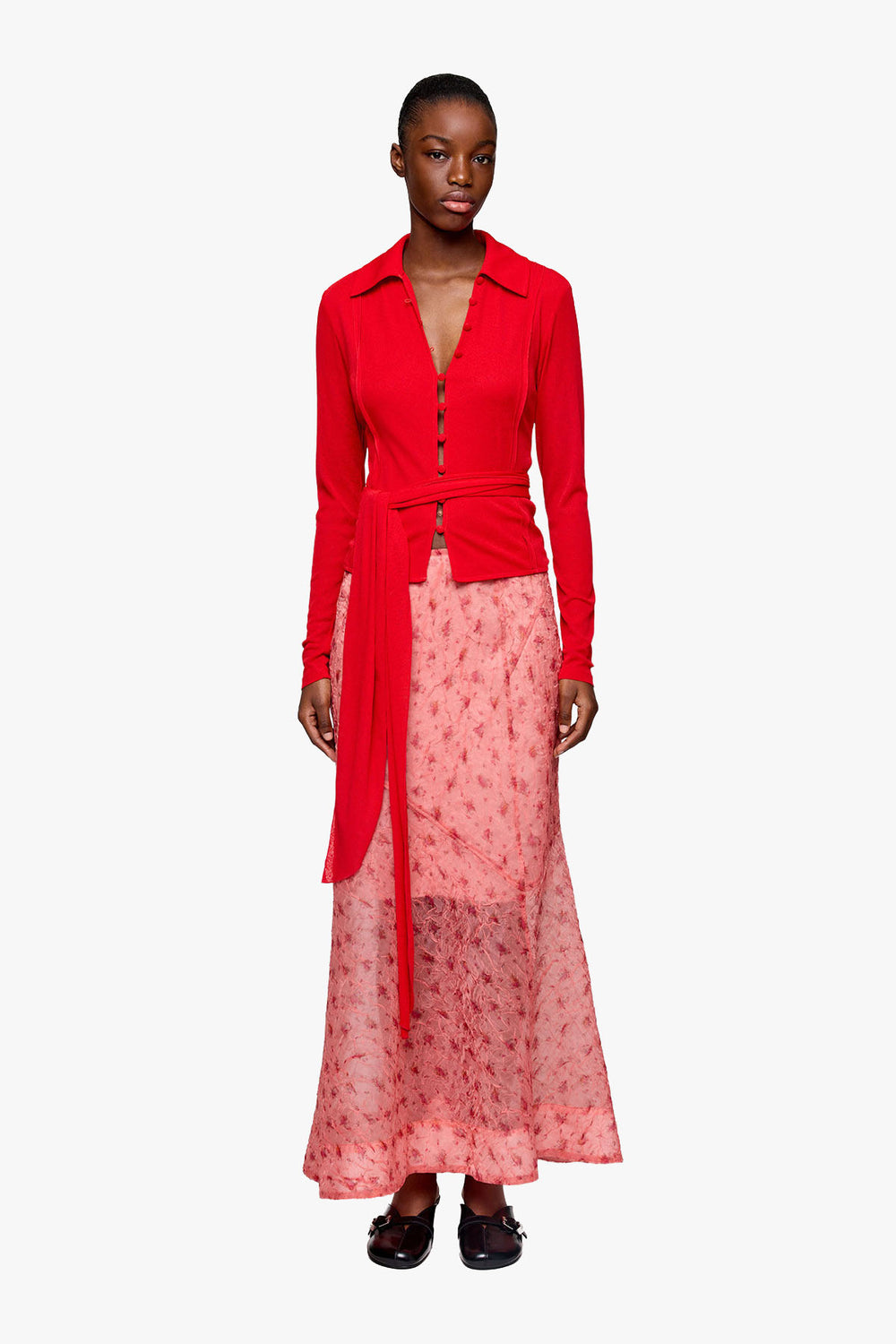 Shibori Organza Fluid Skrit Lantana