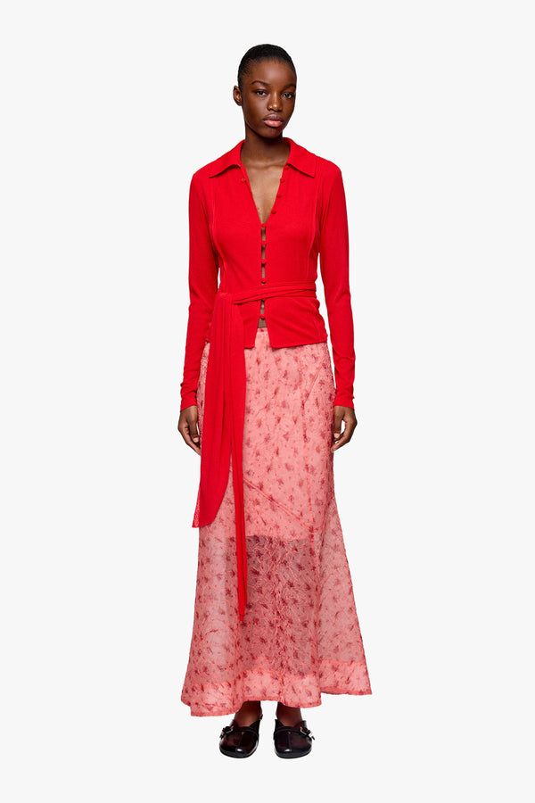 Shibori Organza Fluid Skrit Lantana