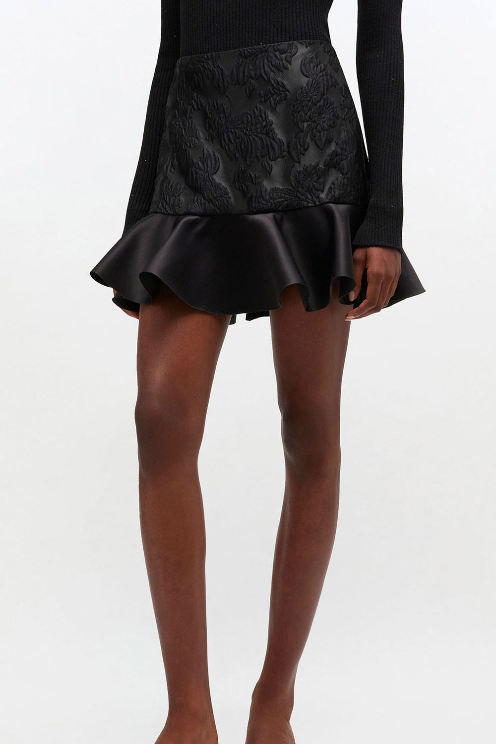 Satin Cloque Mini Skirt