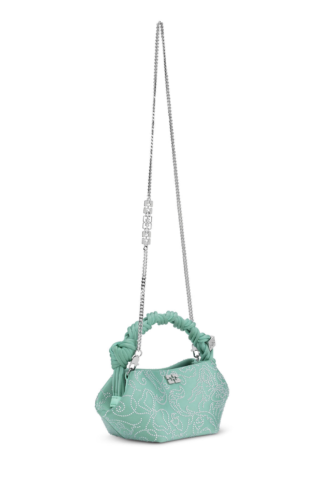 【関税込み】Bou Mini Flower Crossbody - Ganni - Satin - Gree Juniper Green Mini GANNI Bou Bag | GANNI US