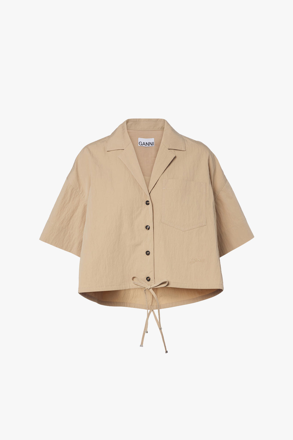 Washed Cotton Cropped Bowling Shirt