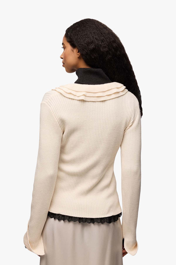 Ribbed Merino Frill Top