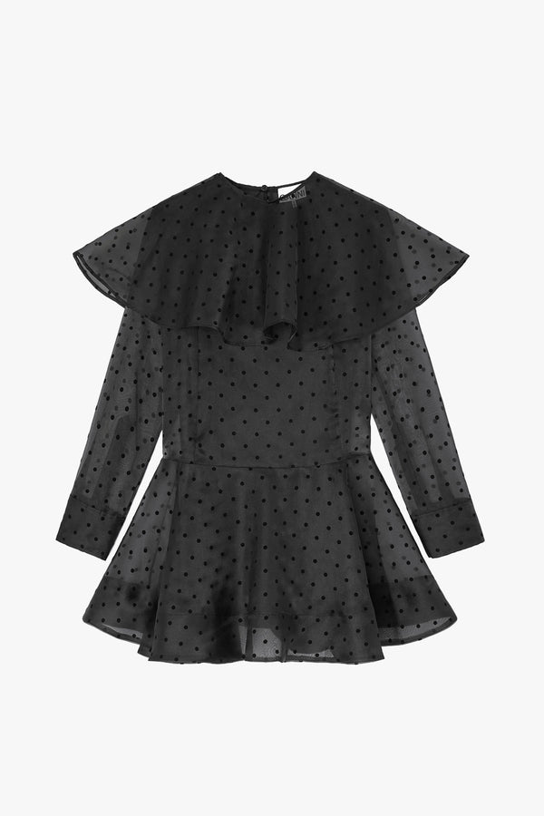 Flocked Organza Mini Dress