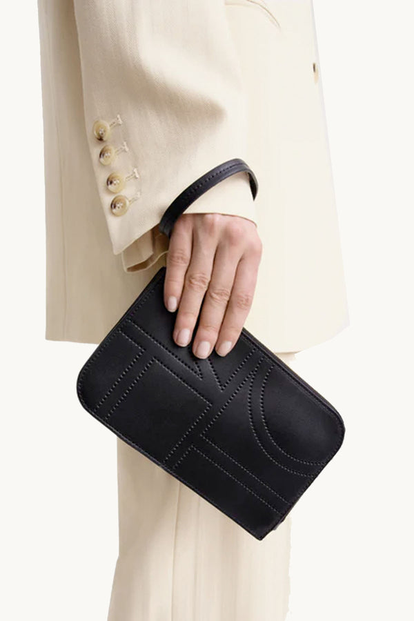 Monogram Leather Wristlet Pouch