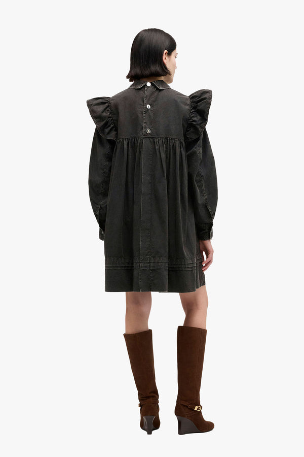 Garment Dyed Cotton Mini Frill Dress