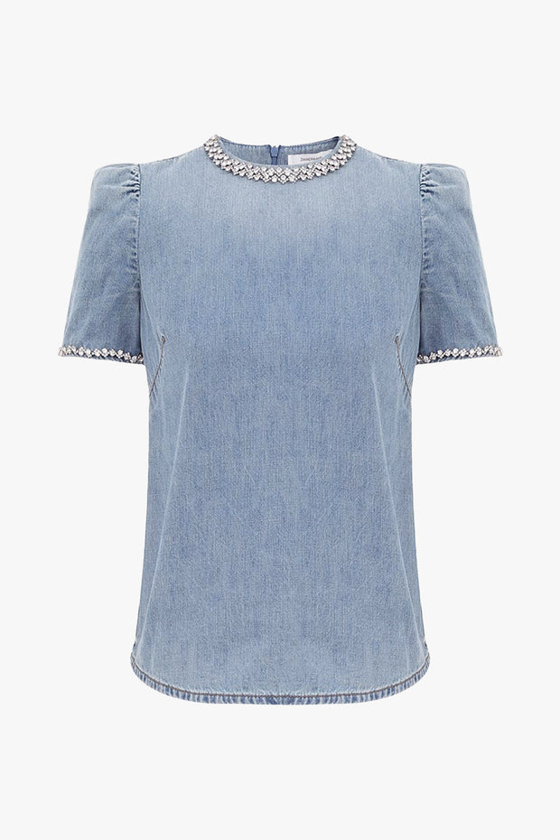 Crush Embellished Denim Top