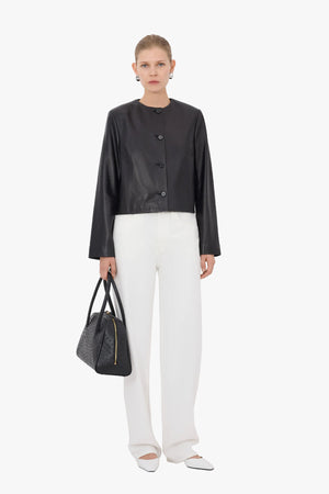 Raho Cropped Leather Jacket