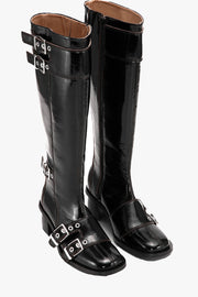 Feminine Buckle High Boot Naplack