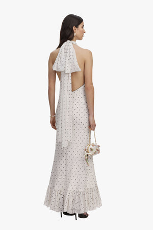 Polka Dot Halter Neck Midi Dress