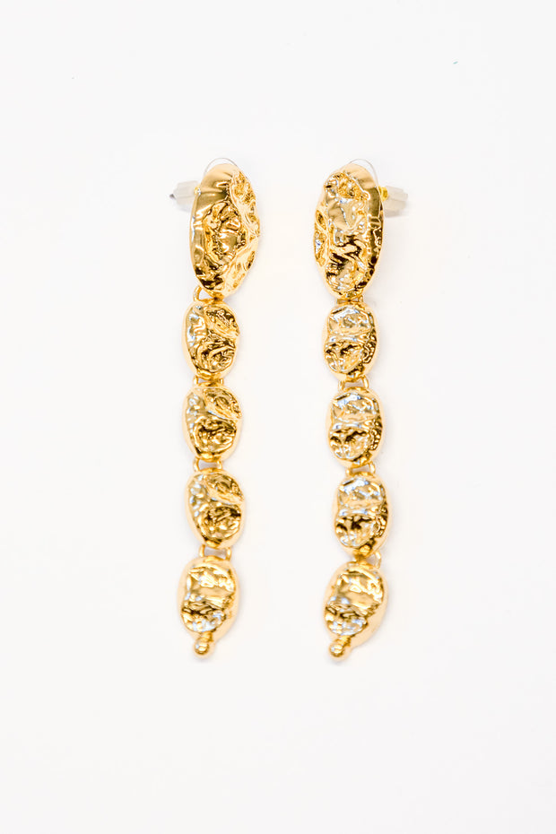 Gold Textured Drop Earrings