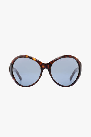 Big Round Sunglasses Tortoise Blue Lens