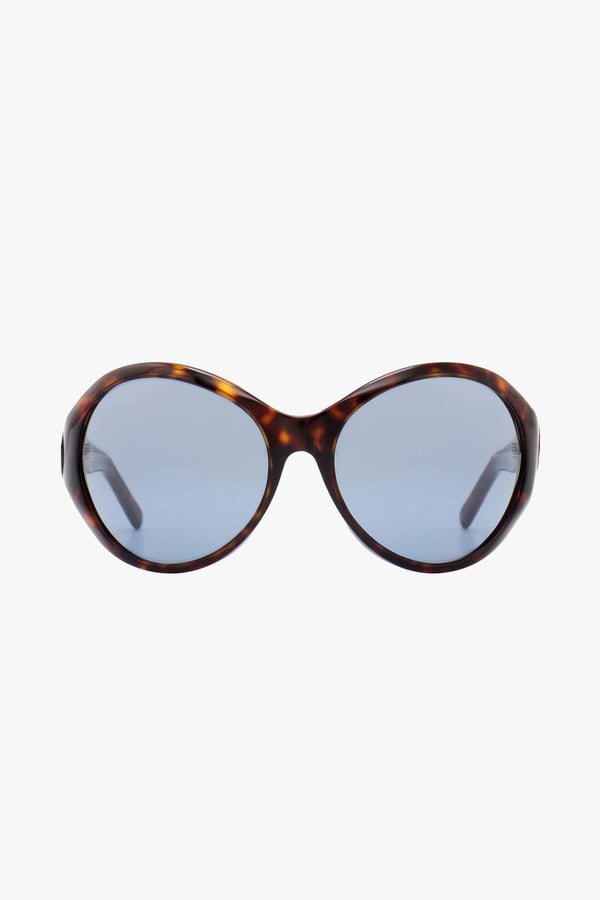Big Round Sunglasses Tortoise Blue Lens
