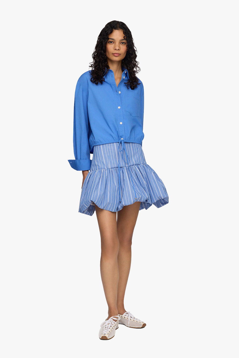 Stripe Cotton Mini Skirt