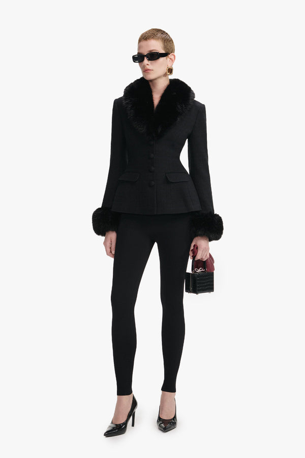 Tailored boucle fur jacket