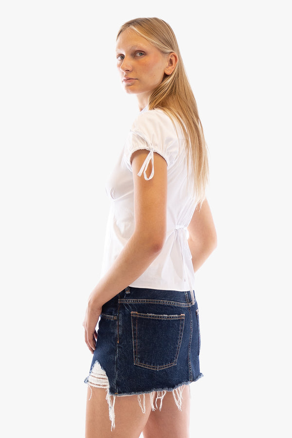 Ripped Denim Mini Skirt