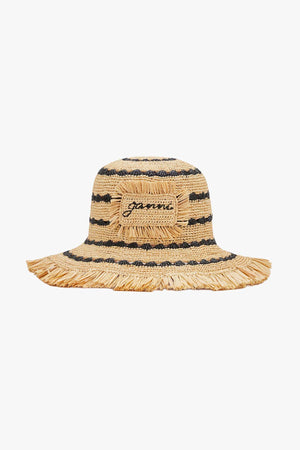Stripe Raffia Bucket Hat