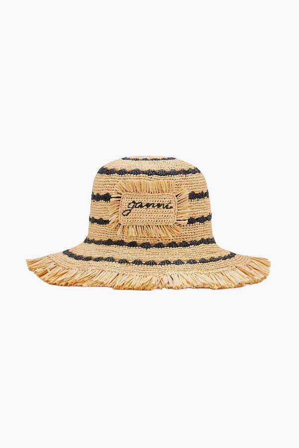 Stripe Raffia Bucket Hat