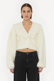 Lace Collar Knit Cardigan