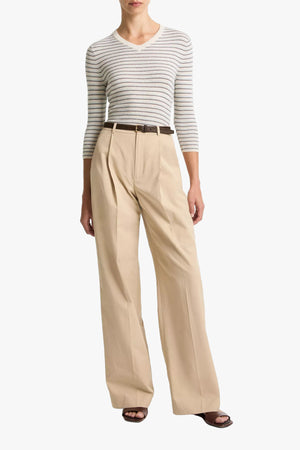 Striped High V Neck Longsleeve