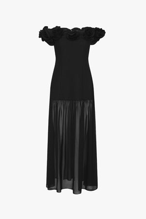 Crepe Flower Maxi Dress