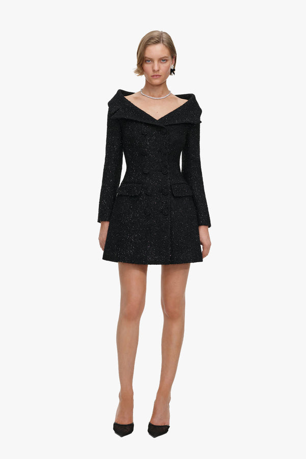 Black Metallic Boucle Mini Dress