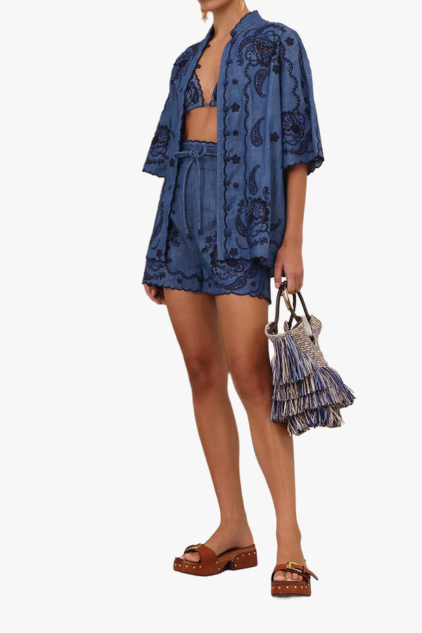 Aster Embroidered Denim Short