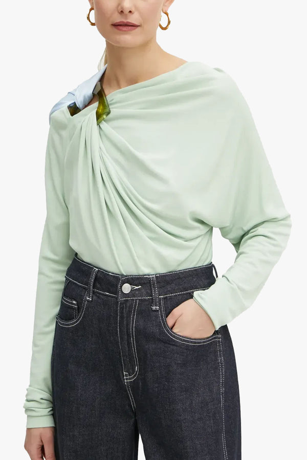 Long Sleeve Draped Jersey Top