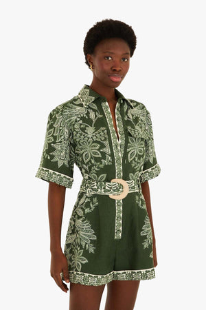 Miranda Dark Green Short Sleeve Romper