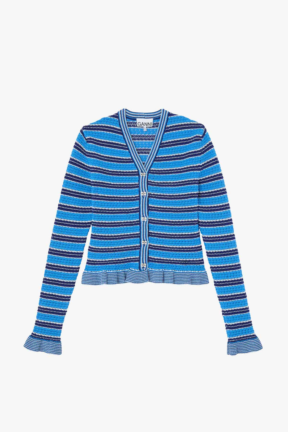 Cotton Pointelle Stripe Cardigan