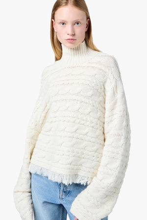 Cropped Cable Turtleneck