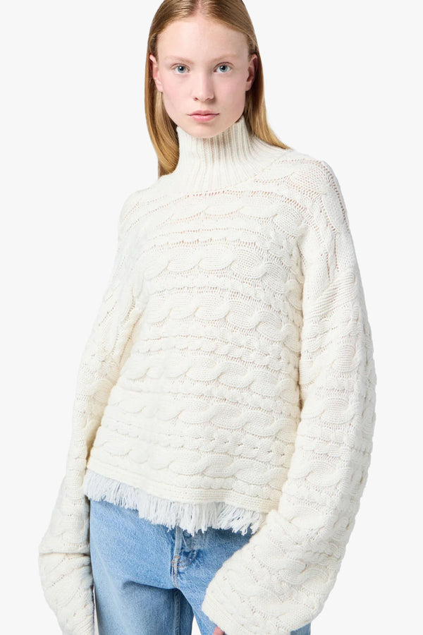 Cropped Cable Turtleneck