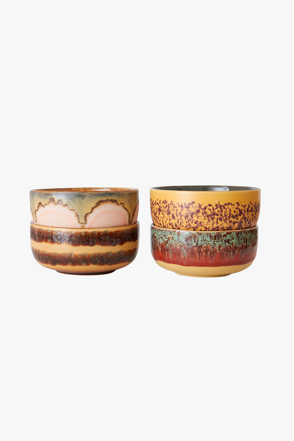 70s Ceramics Desert Bowls Harbour Set Of 4