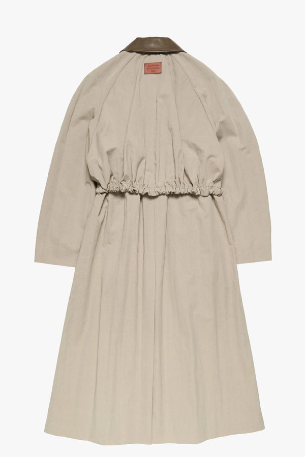 Leather Collar Trench Coat