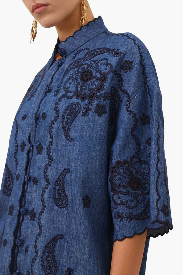 Aster Embroidered Denim Shirt