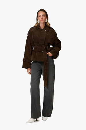 York cropped trench coat