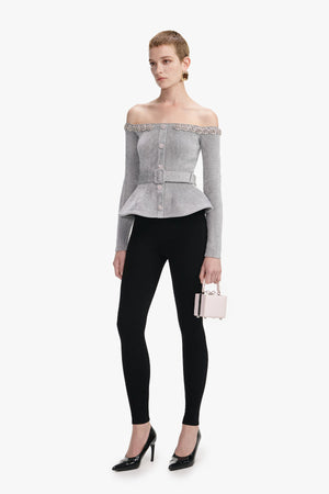 Chenille knit crystal trim top