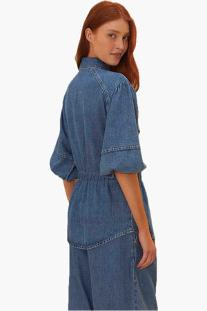 Denim Shirt Puffing Sleeve
