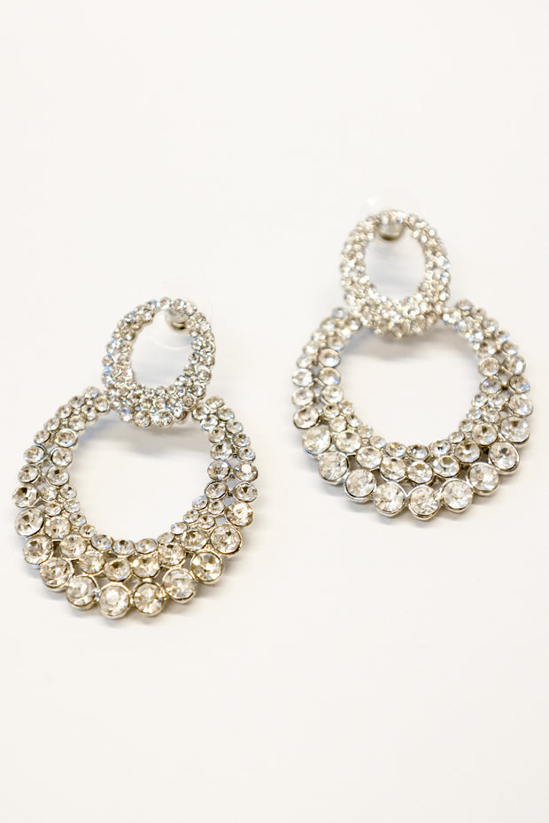 Round Crystal Embellished Hoops