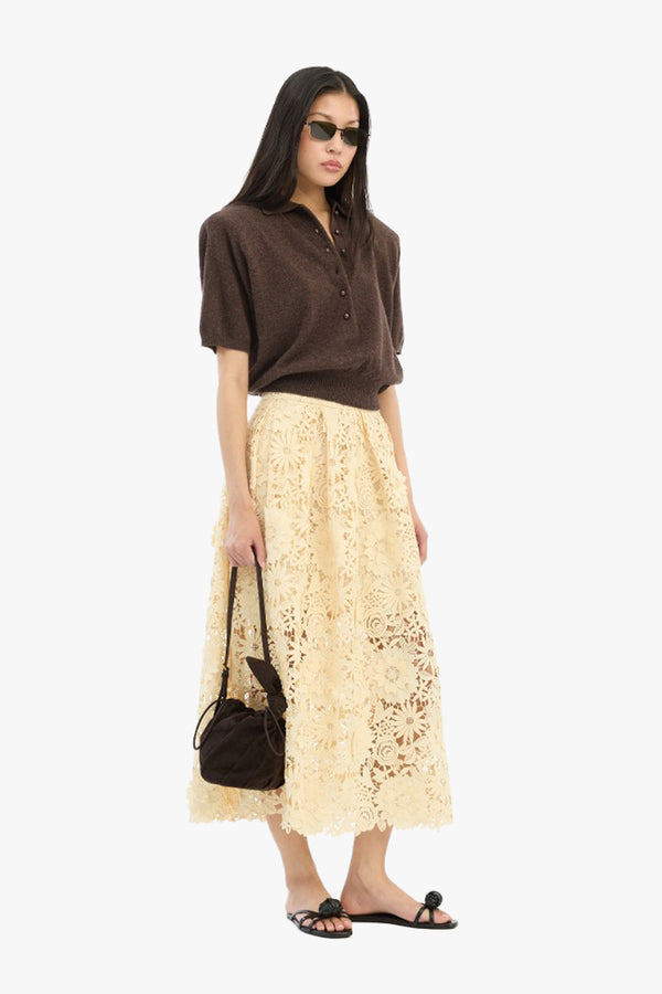 3D Lace Midi Skirt