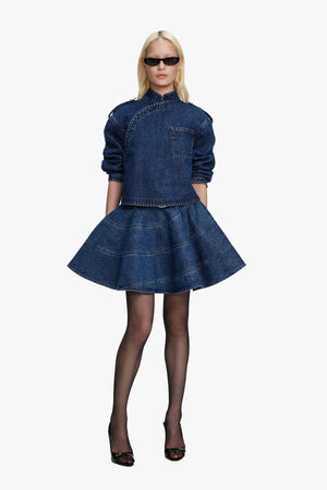 Flared Denim Mini Skirt