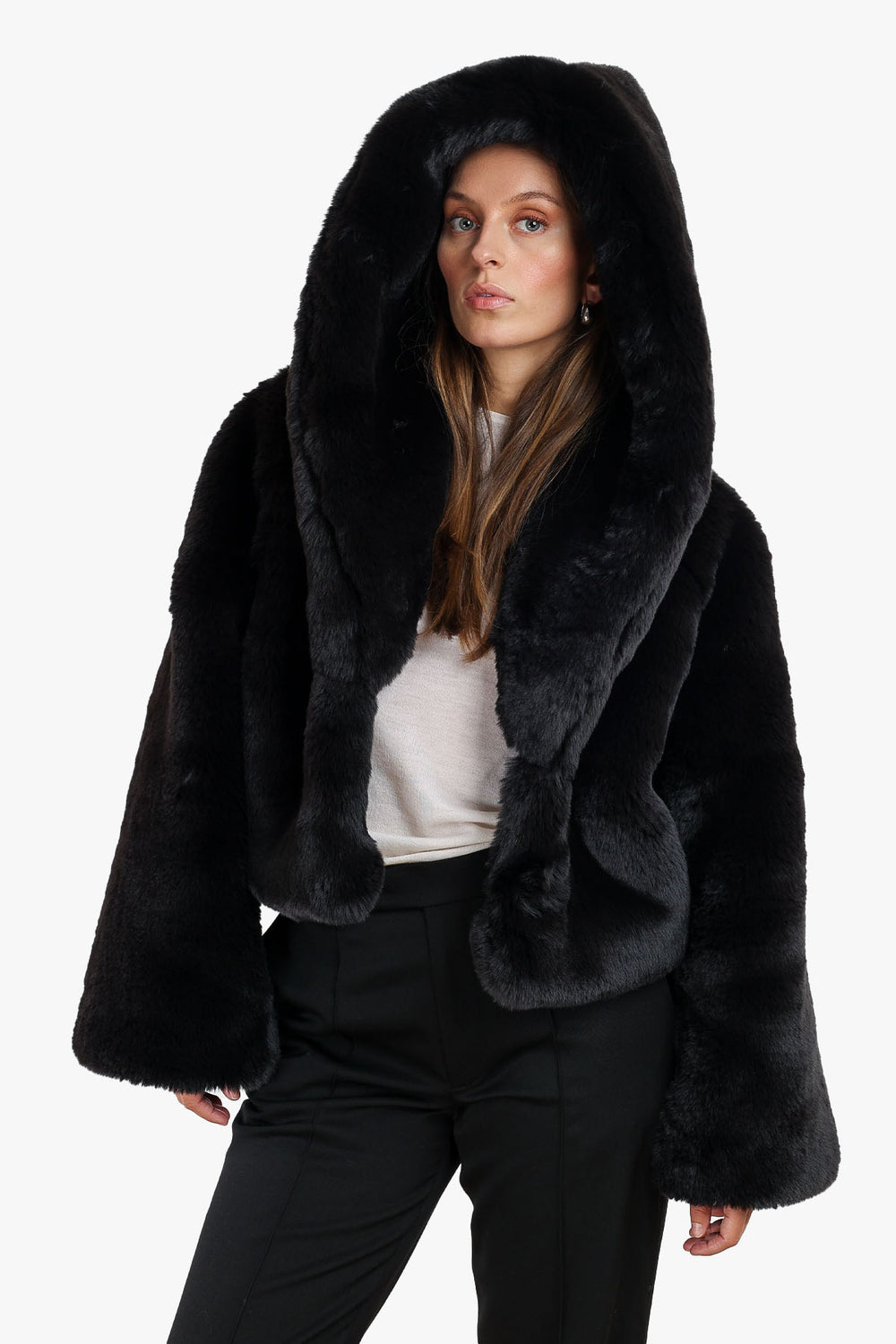 Black Faux Fur Jacket 13