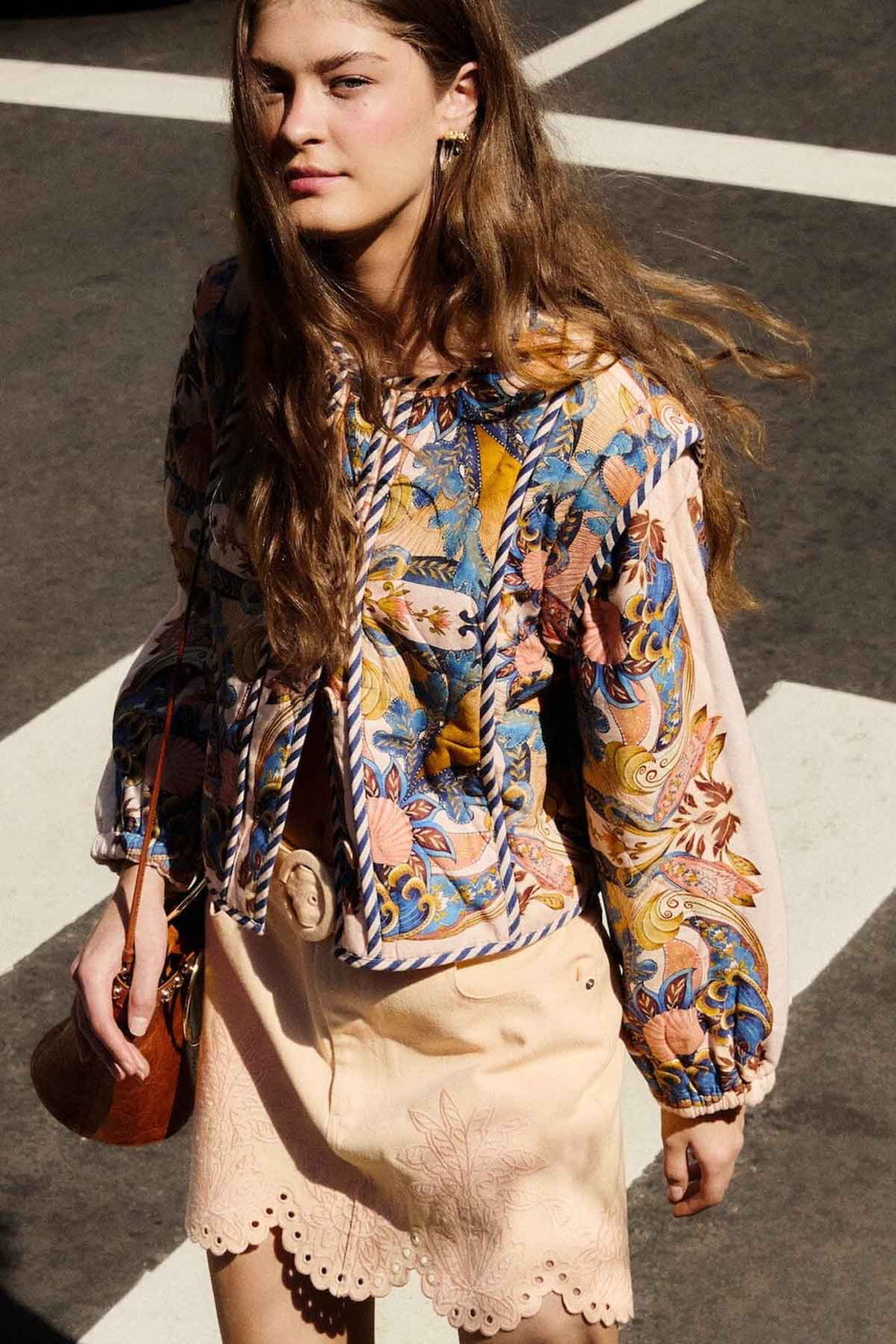 Sea Garden Scarf Soft Pink Long Sleeve Jacket